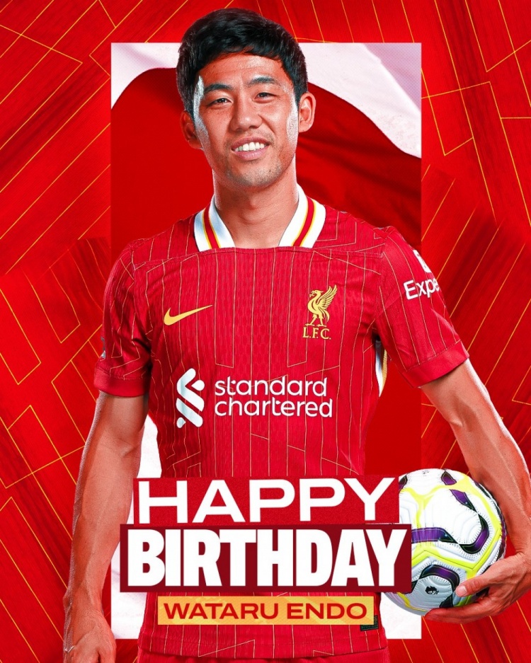  利物浦祝遠(yuǎn)藤航32歲生日快樂(lè)，球員加盟紅軍至今出戰(zhàn)62場(chǎng)比賽