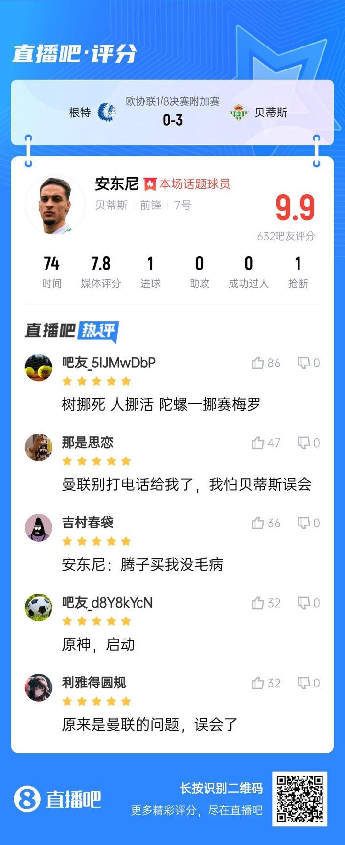  安東尼兜射圓規(guī)畫(huà)??！吧友評(píng)分9.9：樹(shù)挪死人挪活 陀螺一挪賽梅羅
