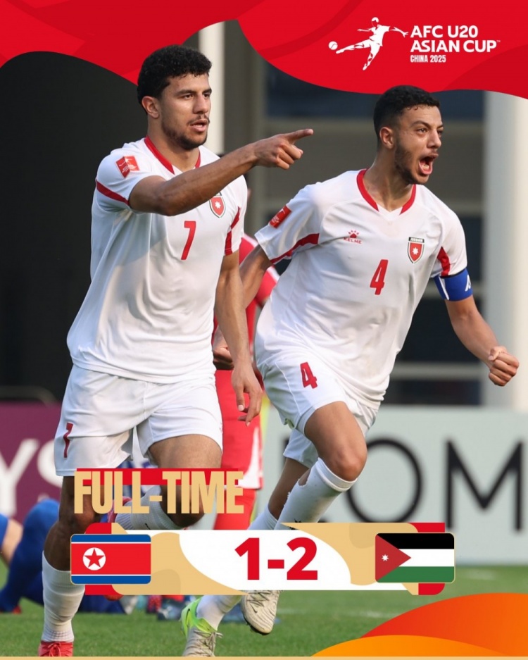  U20亞洲杯B組：朝鮮1-2不敵約旦，兩輪1分暫列B組末尾
