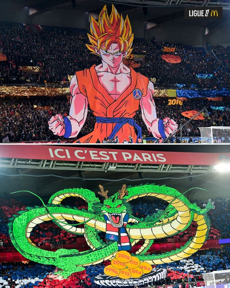  逝世一周年，法甲官推曬昔日巴黎主場(chǎng)龍珠TIFO：鳥山明經(jīng)典永存