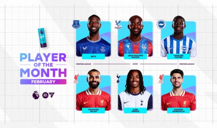  英超2月最佳候選：貝托、馬特塔、明特、薩拉赫、斯賓塞、索博