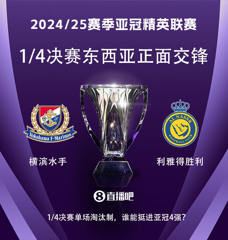 亞冠1/4決賽對陣：利雅得勝利vs橫濱水手，C羅vs安德森-洛佩斯！