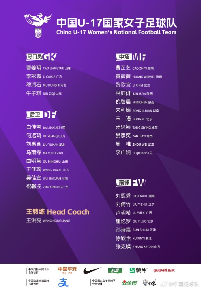  U17女足30人將在蘇州集訓(xùn)備戰(zhàn)世界杯，姜寧、朱挺擔(dān)任訓(xùn)練員